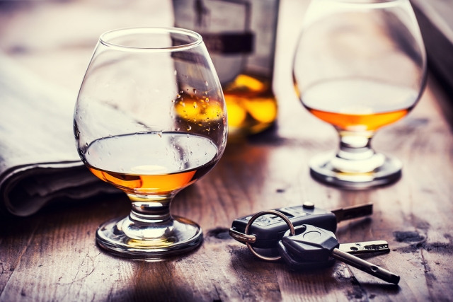 cognac or brandy and car keys